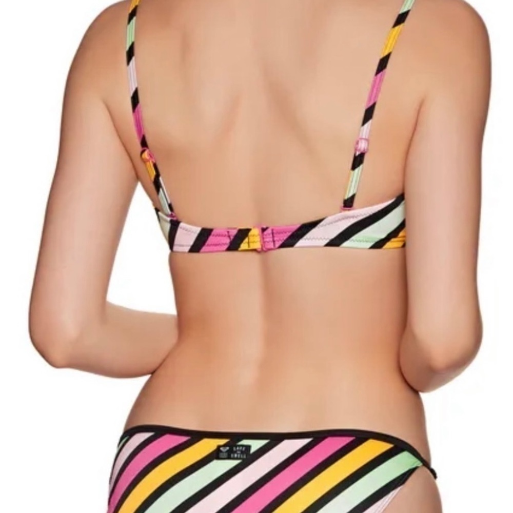 Nwt Roxy Pop Surf Striped Bandeau Bikini - Small - Picture 7 of 7